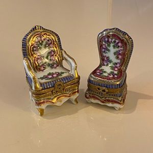 Limoges France trinket box chair set